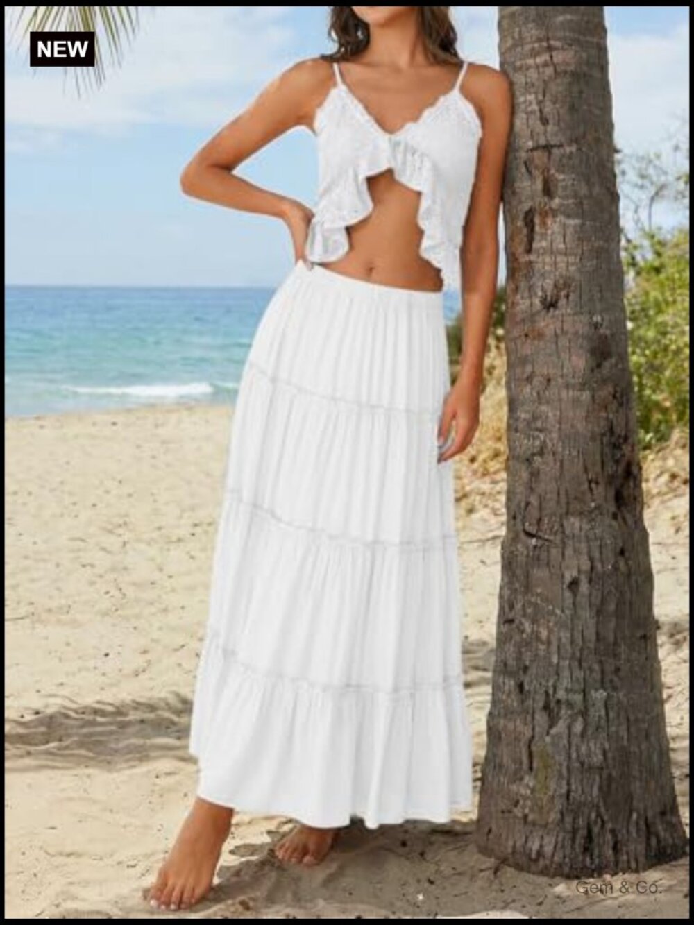 Boho Maxi Skirt High Waist with Pockets Flowy Long Skirt Women - Picture 6 of 7